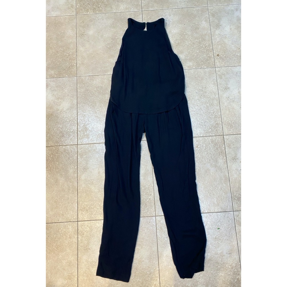 A.L.C. Womens XS 2 Sleeveless Open Back Jumpsuit One Piece Designer Black